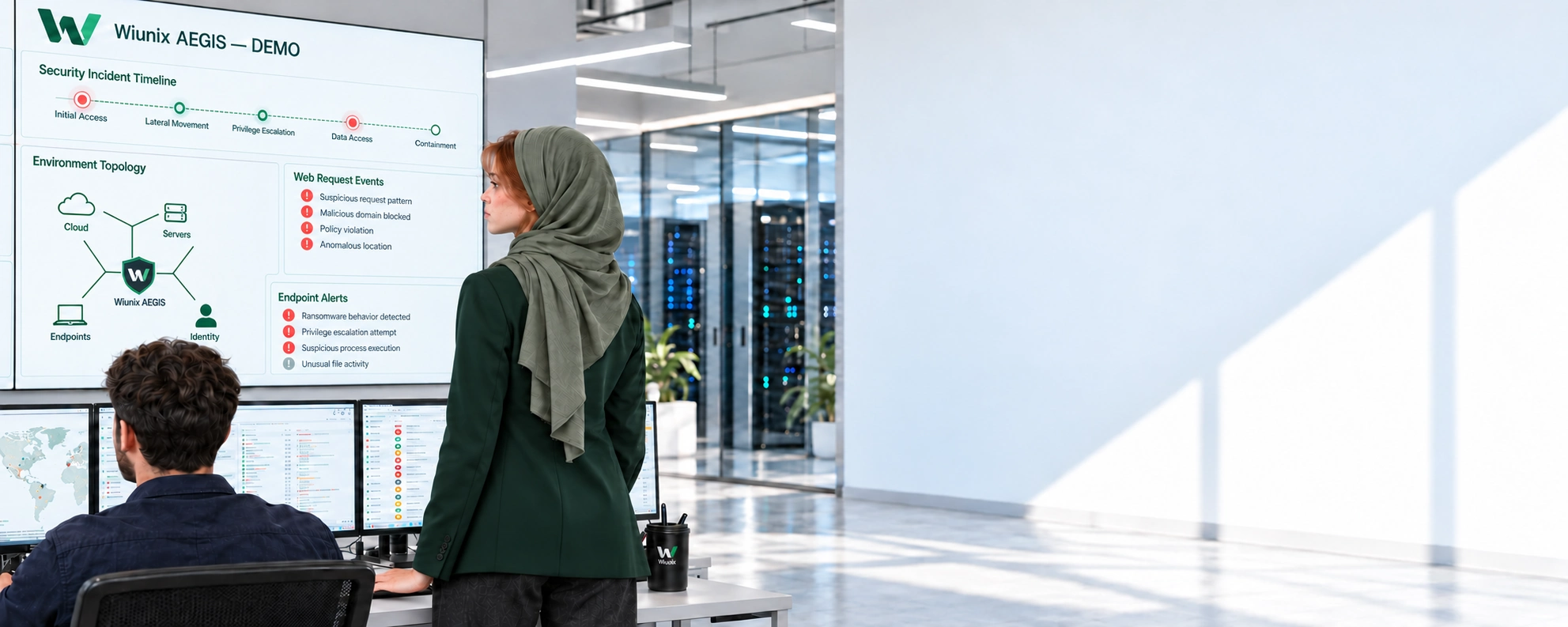 تصویر نمایشی از بررسی رویدادهای امنیتی در مرکز عملیات امنیت Aegis